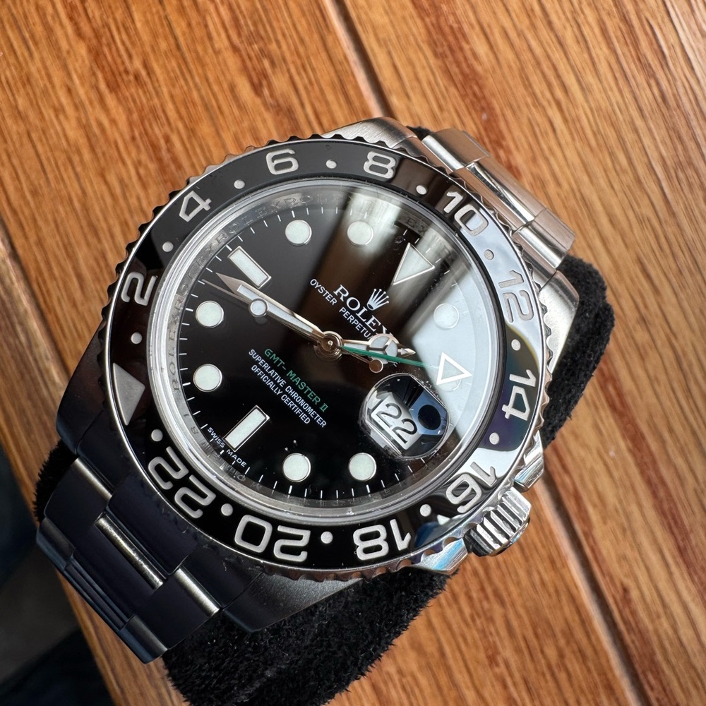 Rolex Black and Silver Men's Watch